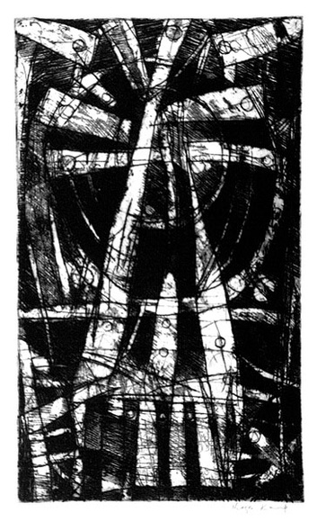 Artist: b'Kemp, Roger.' | Title: b'Concept' | Date: c.1974 | Technique: b'etching, printed in black ink, from one magnesium plate'