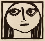 Artist: b'Counihan, Noel.' | Title: b'Face I' | Date: 1984 | Technique: b'linocut, printed in black ink, from one block'