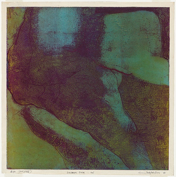 Artist: b'Hodgkinson, Frank.' | Title: b'Landscape inside... cool.' | Date: 1971 | Technique: b'hard ground and deep etch, printed in colour by the oil viscosity technique, from one plate'