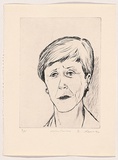 Artist: AMOR, Rick | Title: Helen Garner. | Date: 1992 | Technique: etching, printed in black ink, from one plate