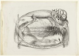 Artist: BOYD, Arthur | Title: not titled [Nude female on sofa with beast]. | Date: 1960-70 | Technique: lithograph, printed in black ink, from one stone [or plate] | Copyright: Reproduced with permission of Bundanon Trust