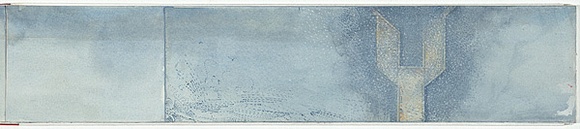 Artist: b'SCHMEISSER, Jorg' | Title: b'My first little book from the voyage to the ice on the Aurora Australis.' | Date: 1999 | Technique: b'engraving, printed in blue ink, from multiple polycarbonate sheets;  watercolour, gouache and pencil' | Copyright: b'\xc2\xa9 J\xc3\xb6rg Schmeisser'