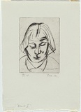 Artist: MADDOCK, Bea | Title: Head I | Date: 1964 | Technique: drypoint, printed in black ink with plate-tone, from one copper plate
