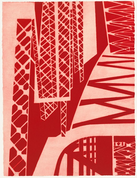 Artist: b'Forthun, Louise.' | Title: b'The red bridge.' | Date: 1999 | Technique: b'aquatint, printed in red ink, from two copper plates'