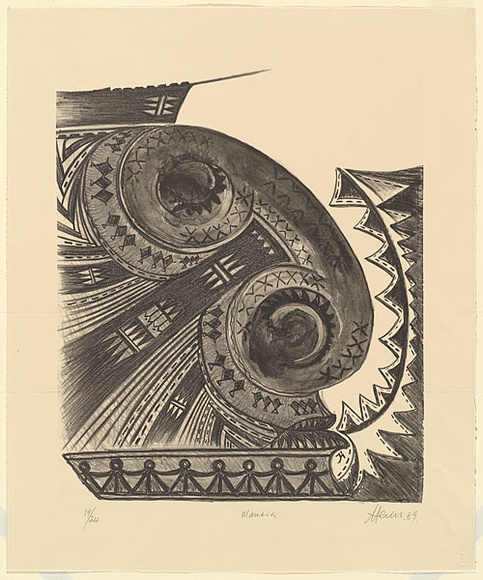 Artist: Feu'u, Fatu | Title: Manaia. | Date: 1989 | Technique: lithograph, printed in black ink, from one stone | Copyright: © Fatu Feu'u