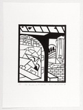 Artist: b'Campbell, Denise.' | Title: b'The theatre of the world.' | Date: 1988 | Technique: b'woodcut, printed in black ink, from one block'