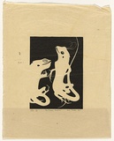 Artist: b'Thake, Eric.' | Title: b'The plume hunter' | Date: 1951 | Technique: b'linocut, printed in black ink, from one block'