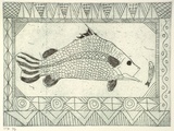 Artist: b'Puruntatameri, Cecil,' | Title: b'Fish' | Date: 1995, December | Technique: b'etching, printed in green ink, from one plate'