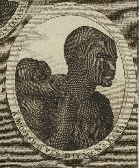 Title: bA woman of Van Diemen's Land | Date: 1791 | Technique: b'etching and engraving, printed in black ink, from one plate'