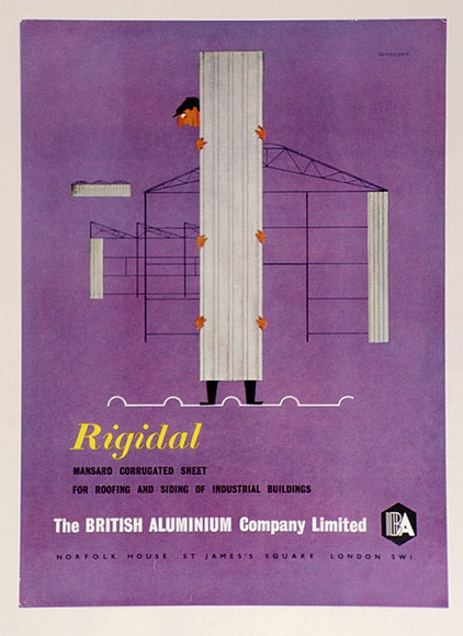 Artist: b'Bainbridge, John.' | Title: b'Rigidal mansard corrugated sheet (full page colour advertisement).' | Date: c.1958 | Technique: b'photo-lithograph'
