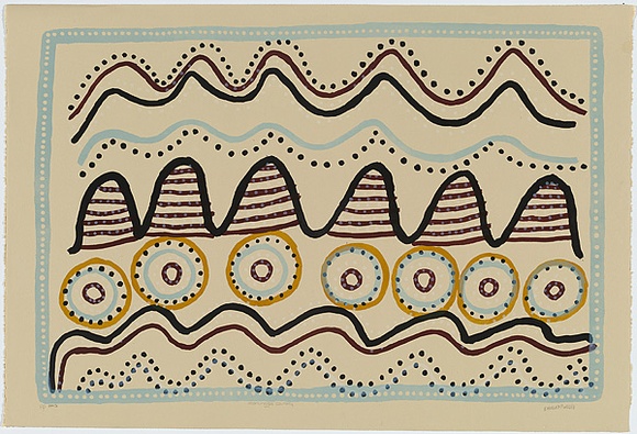 Artist: b'Purdie, Shirley.' | Title: b'Manunggoo country' | Date: 1996 | Technique: b'lithograph, printed in colour, from multiple plates'