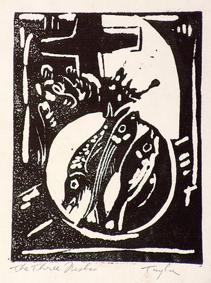 Artist: b'Taylor, John H.' | Title: b'The three fishes' | Technique: b'linocut, printed in black ink, from one block'