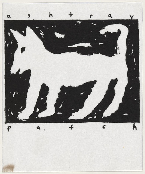 Artist: b'WORSTEAD, Paul' | Title: b'Ashtray patch' | Date: 1988 | Technique: b'screenprint, printed in black ink, from one stencil' | Copyright: b'This work appears on screen courtesy of the artist'
