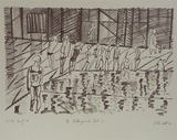 Artist: b'PLUNKETT, Jennifer' | Title: b'The Collingwood Pool 5' | Date: 1981 | Technique: b'lithograph, printed in black ink, from one stone'