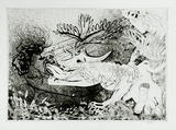 Artist: b'BOYD, Arthur' | Title: b'Hypnotized soldier with a cow.' | Date: (1968-69) | Technique: b'etching, printed in black ink, from one plate' | Copyright: b'Reproduced with permission of Bundanon Trust'