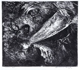 Artist: b'BOYD, Arthur' | Title: bFalling figure with beast's head. | Date: (1962-63) | Technique: b'etching and aquatint, printed in black ink, from one plate' | Copyright: b'Reproduced with permission of Bundanon Trust'