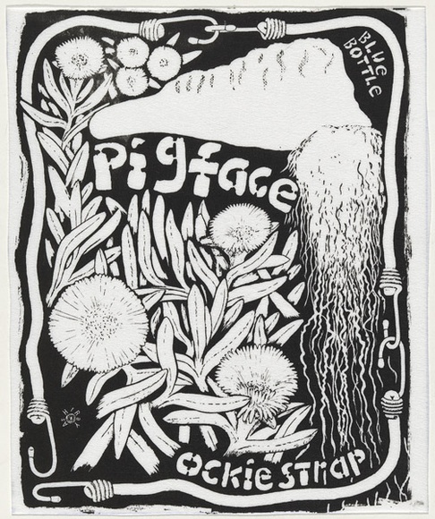 Artist: b'WORSTEAD, Paul' | Title: b'Pigface and Ockie Strap' | Date: 1988 | Technique: b'screenprint, printed in black ink, from one stencil' | Copyright: b'This work appears on screen courtesy of the artist'