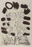 Artist: b'NELSON, Julia' | Title: b'not titled [child-like figure with dog and ball]' | Date: 1989 | Technique: b'lithograph, printed in black ink from one stone'