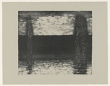 Artist: Maguire, Tim. | Title: not titled [2 poplars in water] | Date: 1987 | Technique: lithograph, printed in black ink, from one plate | Copyright: © Tim Maguire