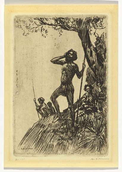 Artist: b'Minns, B.E.' | Title: bCoo'ee | Date: c.1926 | Technique: b'drypoint, printed in black ink, from one plate'