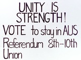 Artist: b'Bolt, Steve.' | Title: b'Unity is strength.' | Date: 1978 | Technique: b'screenprint, printed in black ink, from one stencil'