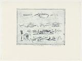 Artist: McMaster, Anne. | Title: Findings at Alice Springs | Date: 1989 | Technique: collagraph, printed in blue ink, from one plate