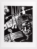 Artist: b'Eglitis, Anna.' | Title: b'Keepers of the secrets.' | Date: 1988 | Technique: b'linocut, printed in black ink, from one block'