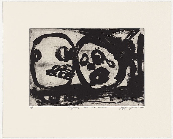 Artist: b'Harris, Jeffrey.' | Title: b'Eagerly with the senses' | Date: 2000 | Technique: b'liftground etching and aquatint, printed in black ink, from one plate'