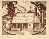 Artist: FEINT, Adrian | Title: (Colonial house). | Technique: wood-engraving | Copyright: Courtesy the Estate of Adrian Feint