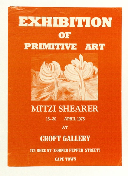 Artist: b'Shearer, Mitzi.' | Title: b'Poster: Exhibition of Primitive Art' | Date: 1975