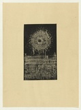 Artist: SELLBACH, Udo | Title: (Sun over landscape) | Date: 1965 | Technique: relief-etching printed in black ink, from one plate