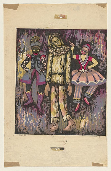 Title: b'Petrouchka' | Date: c.1956 | Technique: b'linocut, printed in colour, from multiple blocks'