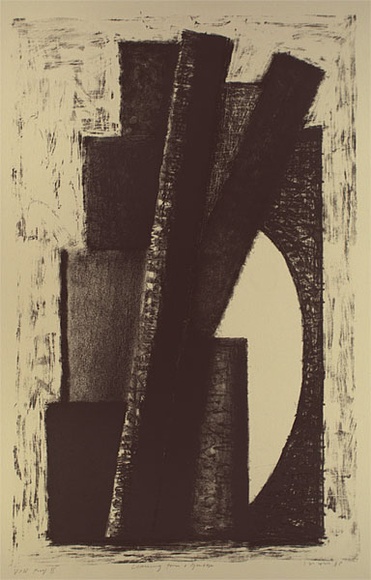 Artist: b'Lincoln, Kevin.' | Title: b'Leaning form and guitar' | Date: 1985 | Technique: b'lithograph, printed in black ink, from one stone'