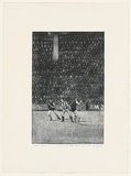 Artist: ROUBOS, Leon | Title: Richmond vs North Melbourne at the MCG | Date: 1984 | Technique: etching, printed in black ink, from one plate