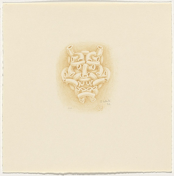 Artist: b'White, Susan Dorothea.' | Title: b'Macaroni face' | Date: 1982 | Technique: b'lithograph, printed in brown ink, from one stone'