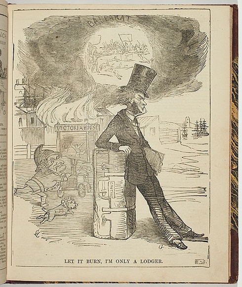 Artist: b'Calvert, Samuel.' | Title: bLet it burn, I'm only a lodger. | Date: 1855 | Technique: b'wood-engraving, printed in black ink, from one block'