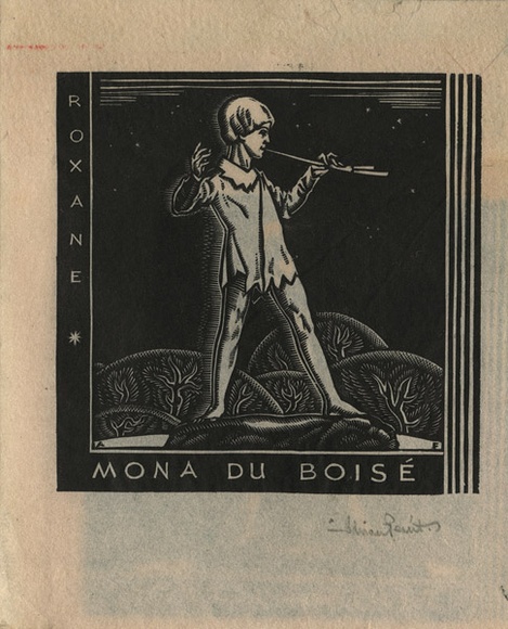 Artist: b'FEINT, Adrian' | Title: b'Bookplate: Mona du Boise.' | Date: (1931) | Technique: b'wood-engraving, printed in black ink, from one block' | Copyright: b'Courtesy the Estate of Adrian Feint'