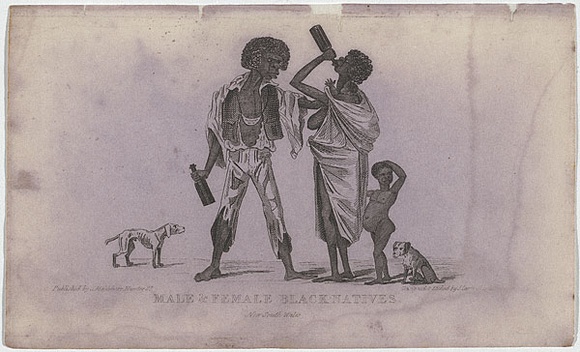 Artist: b'Carmichael, John.' | Title: b'Male and female black natives.' | Date: 1838-39 | Technique: b'engraving, printed in black ink, from one copper plate'