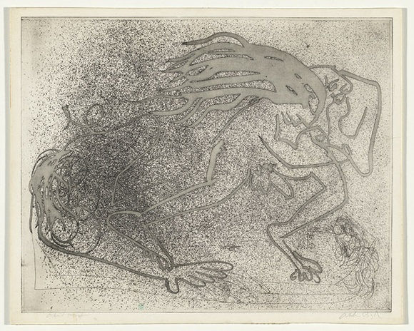 Artist: b'BOYD, Arthur' | Title: b'Nebuchadnezzar pursued by a beast.' | Date: (1968-69) | Technique: b'etching, printed in black ink, from one plate' | Copyright: b'Reproduced with permission of Bundanon Trust'