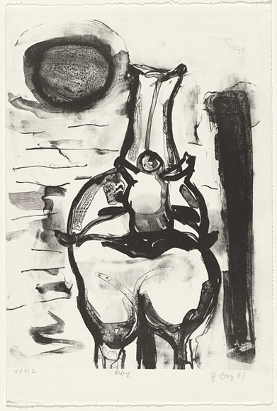 Artist: b'Boag, Yvonne.' | Title: b'Riding' | Date: 1987 | Technique: b'lithograph, printed in black ink, from one stone' | Copyright: b'\xc2\xa9 Yvonne Boag'