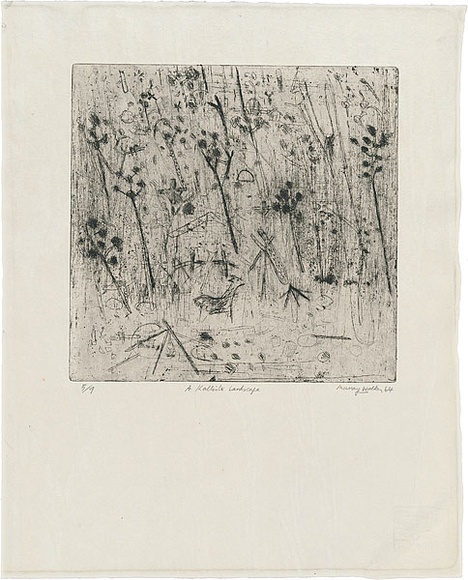 Artist: b'WALKER, Murray' | Title: b'A Kallista landscape.' | Date: 1964 | Technique: b'etching and aquatint, printed in black ink, from one plate'