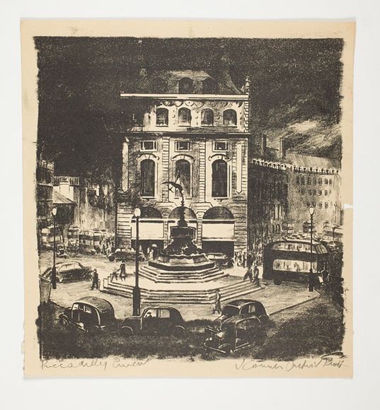 Artist: b'Courier, Jack.' | Title: b'Picadilly Circus.' | Technique: b'lithograph, printed in black ink, from one stone [or plate]'