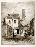 Artist: b'Mather, John.' | Title: b'Old fire tower, Melbourne' | Date: 1904 | Technique: b'etching, printed in brown ink, from one plate'