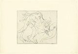 Artist: b'BOYD, Arthur' | Title: b'Nude holding back legs of a ram.' | Date: (1962-63) | Technique: b'drypoint, printed in black ink, from one plate' | Copyright: b'Reproduced with permission of Bundanon Trust'