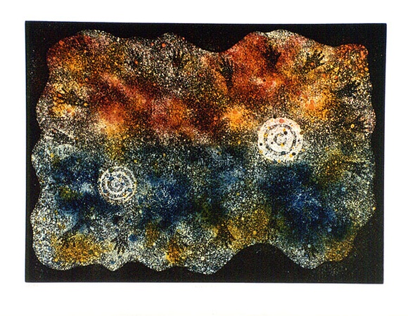 Artist: b'Bell, Richard.' | Title: b'Nightscape' | Date: 1992 | Technique: b'etching and aquatint, printed in colour, from two plates,'