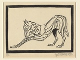 Artist: SELLHEIM, Gert | Title: Untitled (wolf stretching) | Date: 1932 | Technique: linocut, printed in black ink, from one block