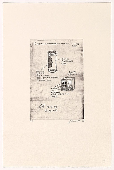 Artist: b'Bennett, Gordon.' | Title: b'not titled [I too am an apostle of silence]' | Date: 1993 | Technique: b'soft-ground etching, printed in black ink, from one plate' | Copyright: b'\xc2\xa9 Gordon Bennett, Licensed by VISCOPY, Australia'