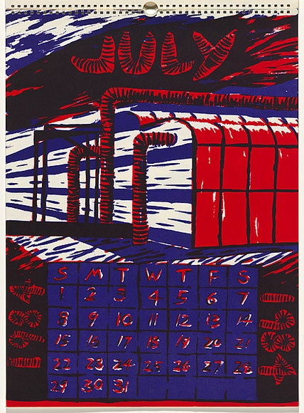 Artist: b'Wells, Dianna.' | Title: b'July' | Date: 1984 | Technique: b'screenprint, printed in colour, from multiple stencils'