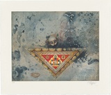Artist: SCHMEISSER, Jorg | Title: Fragments with triangle | Date: 1986 | Technique: softground-etching transfer aquatint, printed in colour, from three plates | Copyright: © Jörg Schmeisser