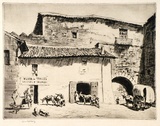 Artist: b'LINDSAY, Lionel' | Title: b'A smithy, Avila, Spain' | Date: 1926 | Technique: b'drypoint, printed in brown ink with plate-tone, from one plate' | Copyright: b'Courtesy of the National Library of Australia'